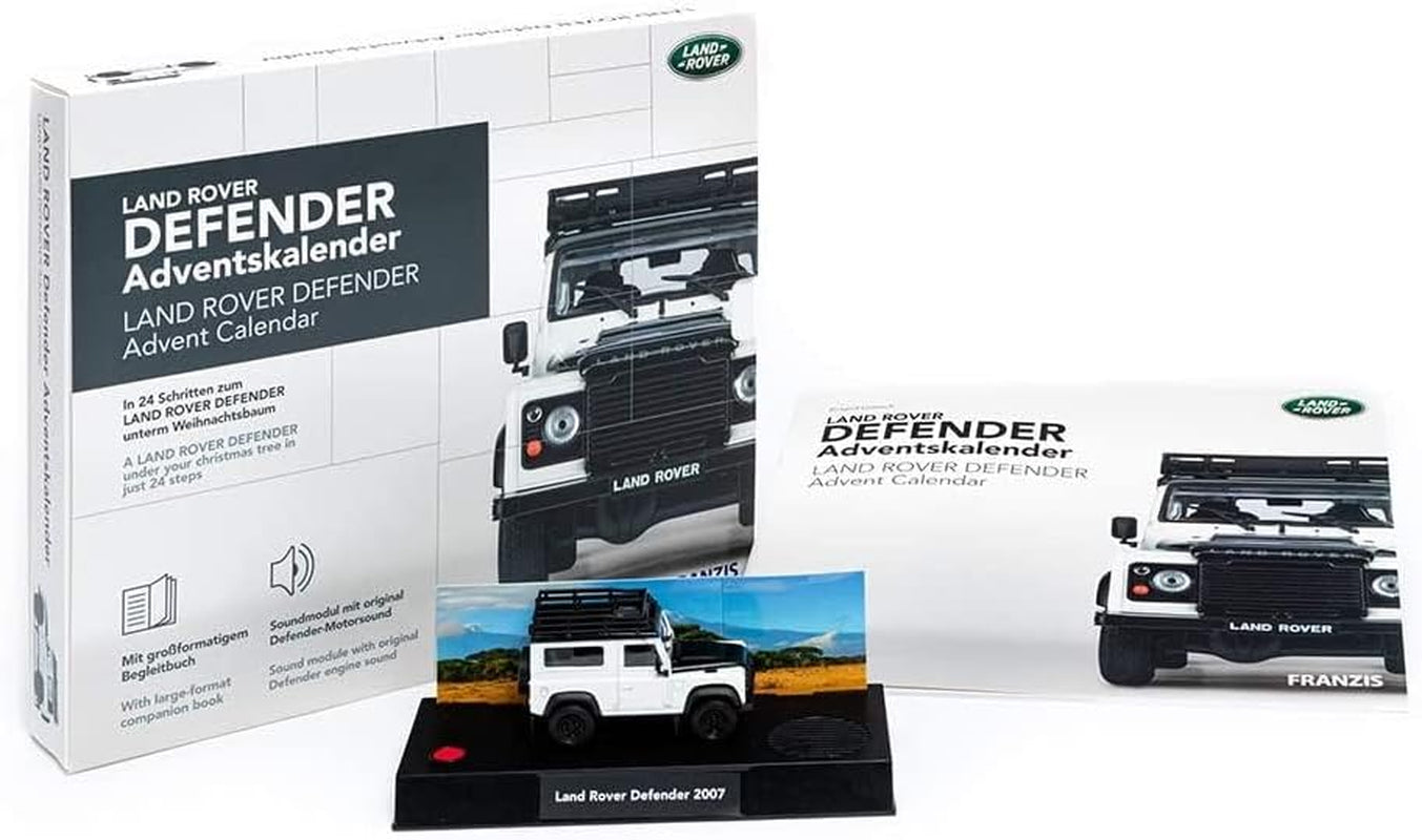 67155 - Calendario Dell'Avvento Land Rover Defender in Metallo, in Scala 1:43, Con Modulo Audio E Libro Di Accompagnamento Da 50 Pagine