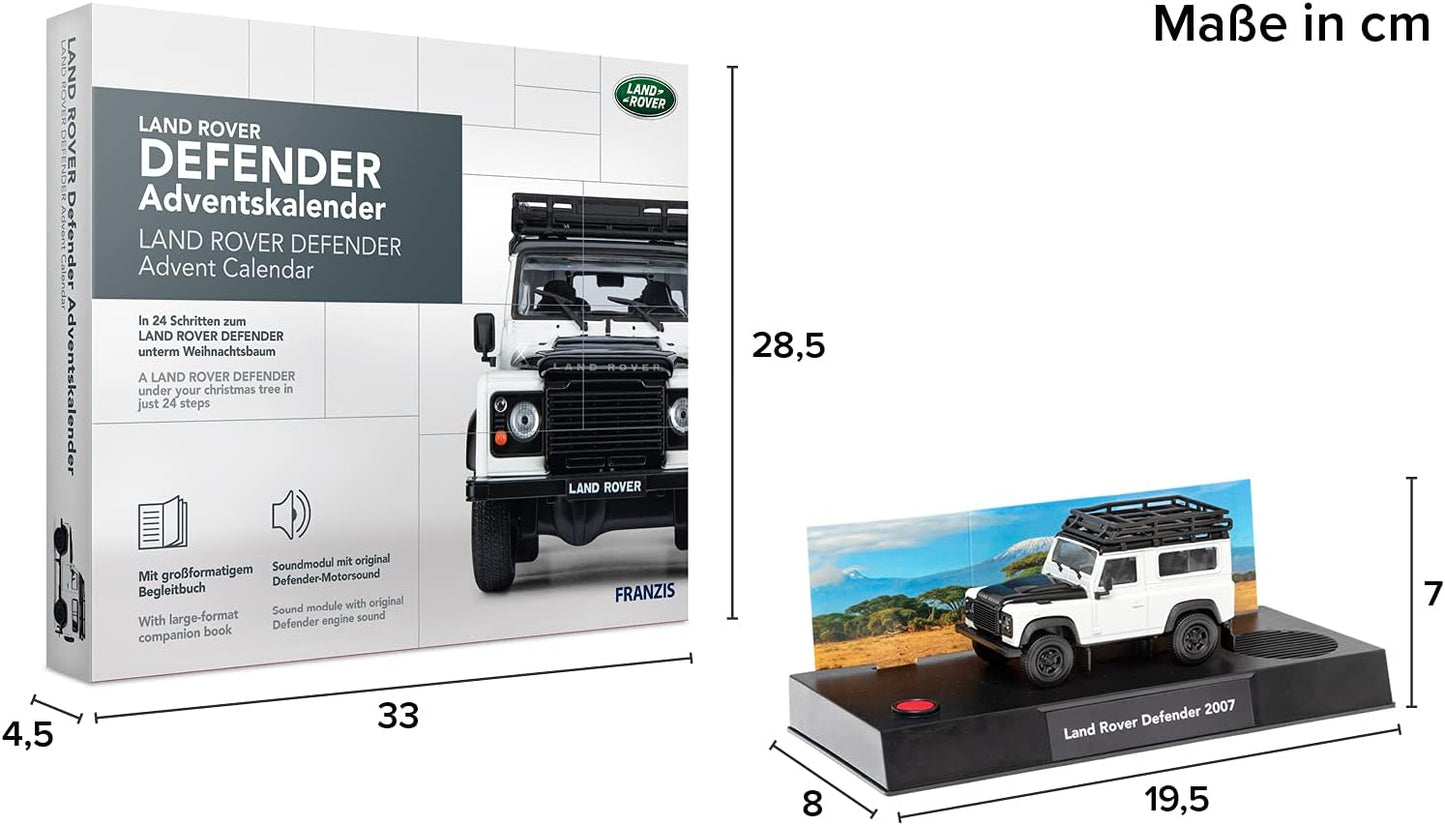 67155 - Calendario Dell'Avvento Land Rover Defender in Metallo, in Scala 1:43, Con Modulo Audio E Libro Di Accompagnamento Da 50 Pagine
