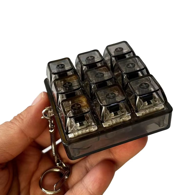 4/9 Keys Mechanical Keyboard Axis Tester LED Keyboard Key Toy Stress Relief DIY Button Keycap Fidget Keychain Toys Gift