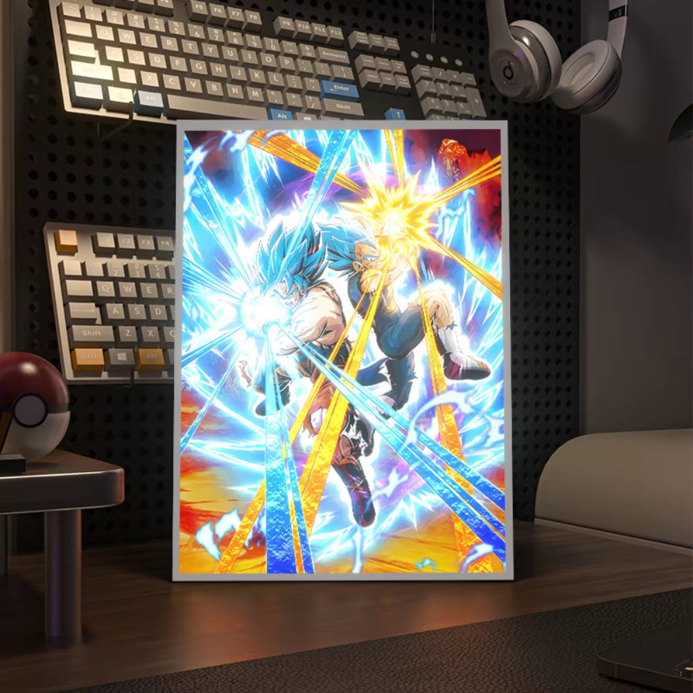 Anime Energy Blast 3D LED Lamp - Saiyan Inspired Room Decor Light with Holographic Effect, Lampara De Noche for Otaku