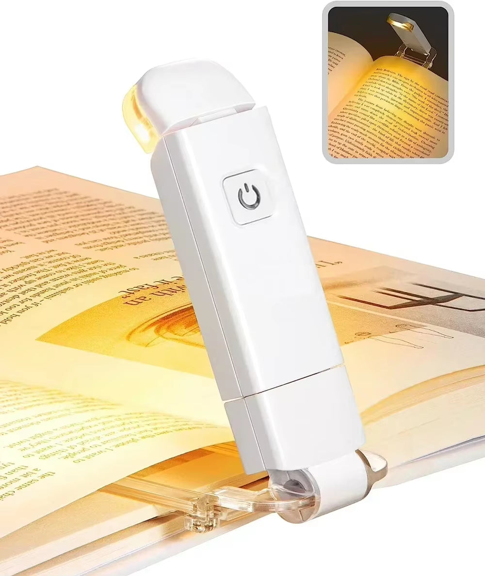 Book Light USB Rechargeable 3 Colors & 5 Brightness 1800K-6000K Reading Light Clip-On Read Lamp Bookmark Night Light Book Lamp