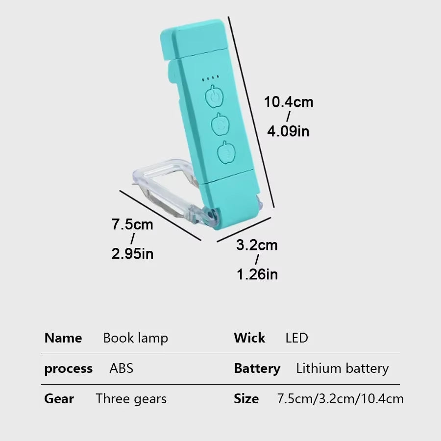 Book Light USB Rechargeable 3 Colors & 5 Brightness 1800K-6000K Reading Light Clip-On Read Lamp Bookmark Night Light Book Lamp