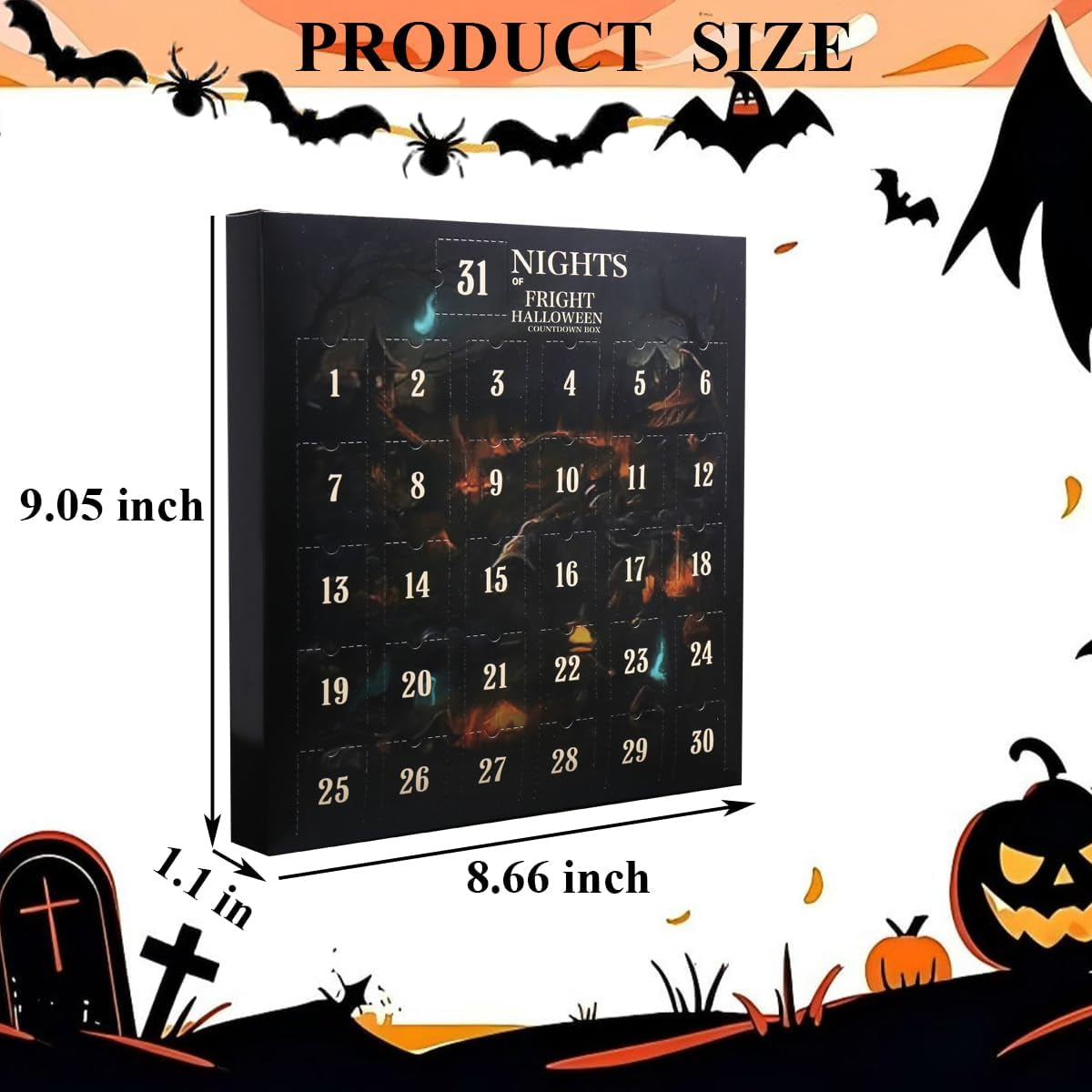 31 Nights of Fright - Halloween Countdown Box with Figurines, Halloween Advent Calendar 2025 Gift Box, Scary Doll Collectible Horror Figures, Hanging Charms & Mini Decorations (31 Days)