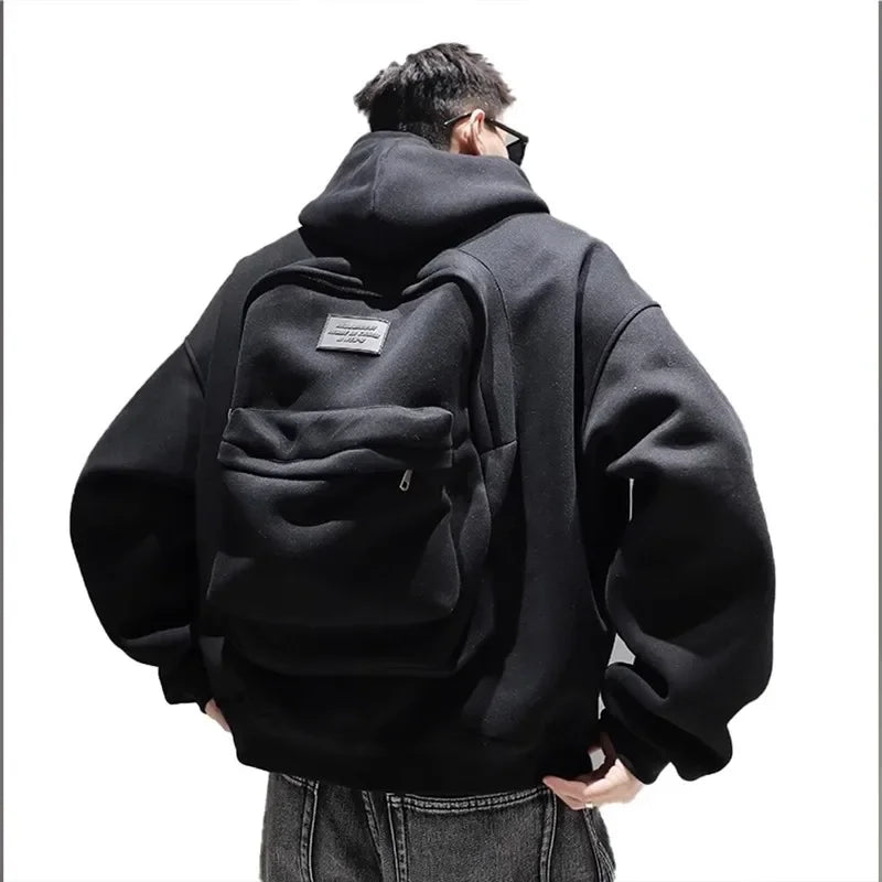 American Style Casual Loose Men'S Hoodie Sweater Backpack Integrated Spring Autumn Design Unique Loose Outerwear