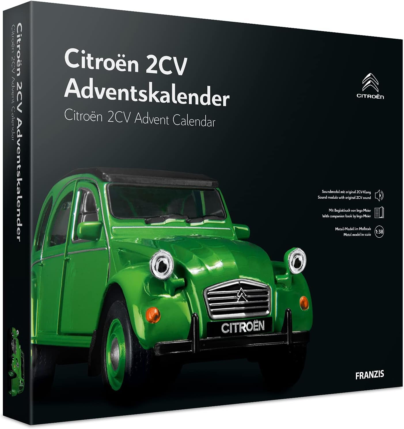 - Calendrier De L'Avent Citroën 2 CV (Canard) En Vert, Kit De Construction De Véhicule À L'Échelle 1:38, Module Sonore Et Livre D'Accompagnement, À Partir De 14 Ans, 55154-2, Coloré