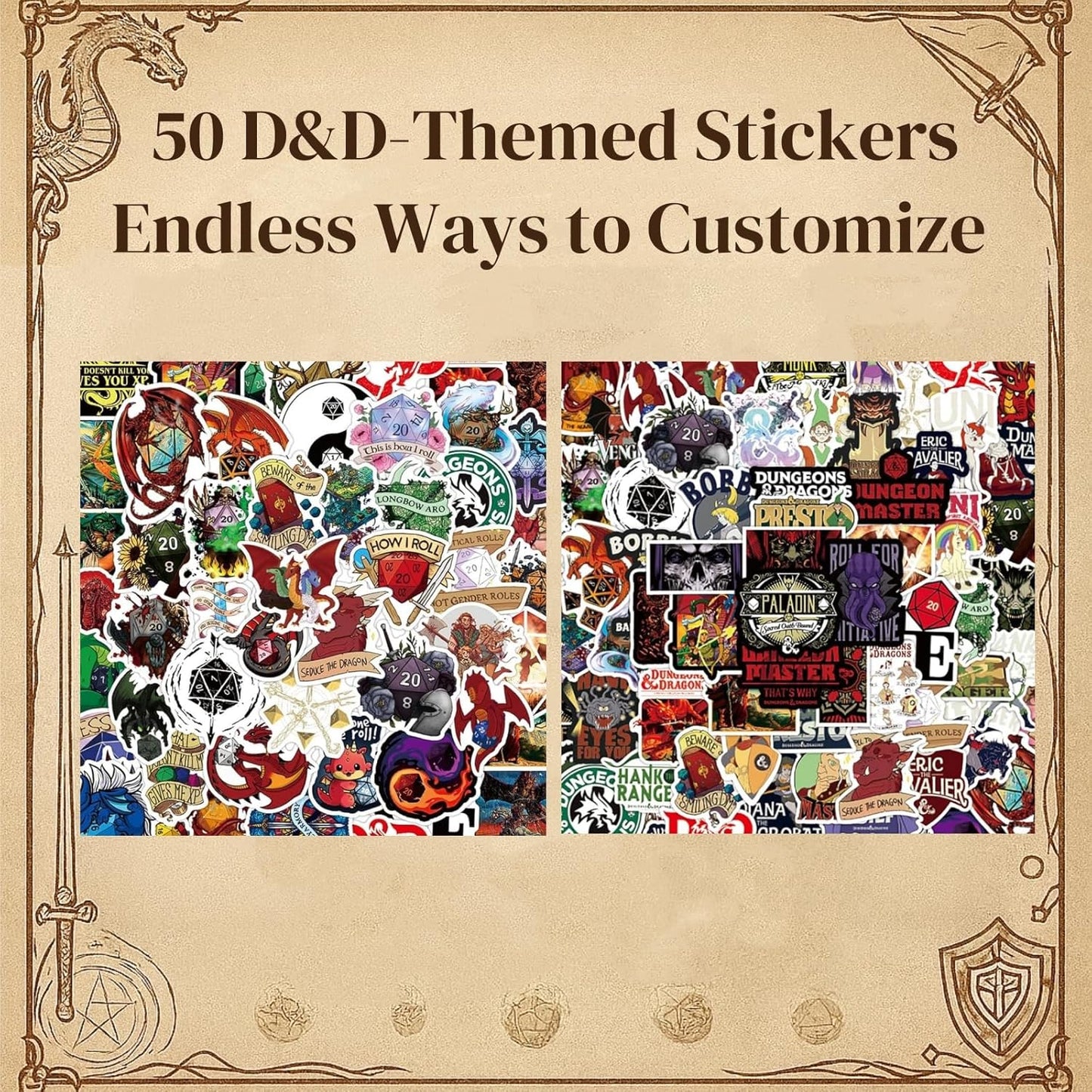 DND Dice Advent Calendar 2025 for Men Boys, 24 Days Countdown Gift with Dice Set, Themed Pencils for Tabletop RPG Game Gift for Teens