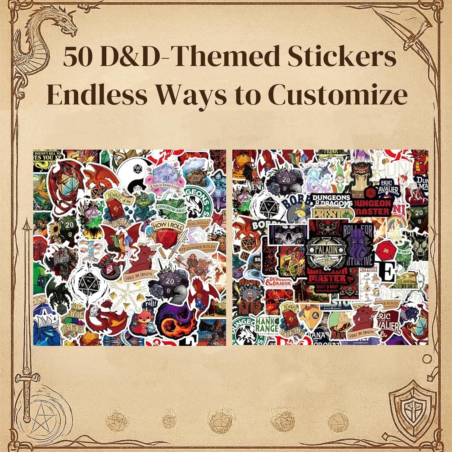 DND Dice Advent Calendar 2025 for Men Boys, 24 Days Countdown Gift with Dice Set, Themed Pencils for Tabletop RPG Game Gift for Teens