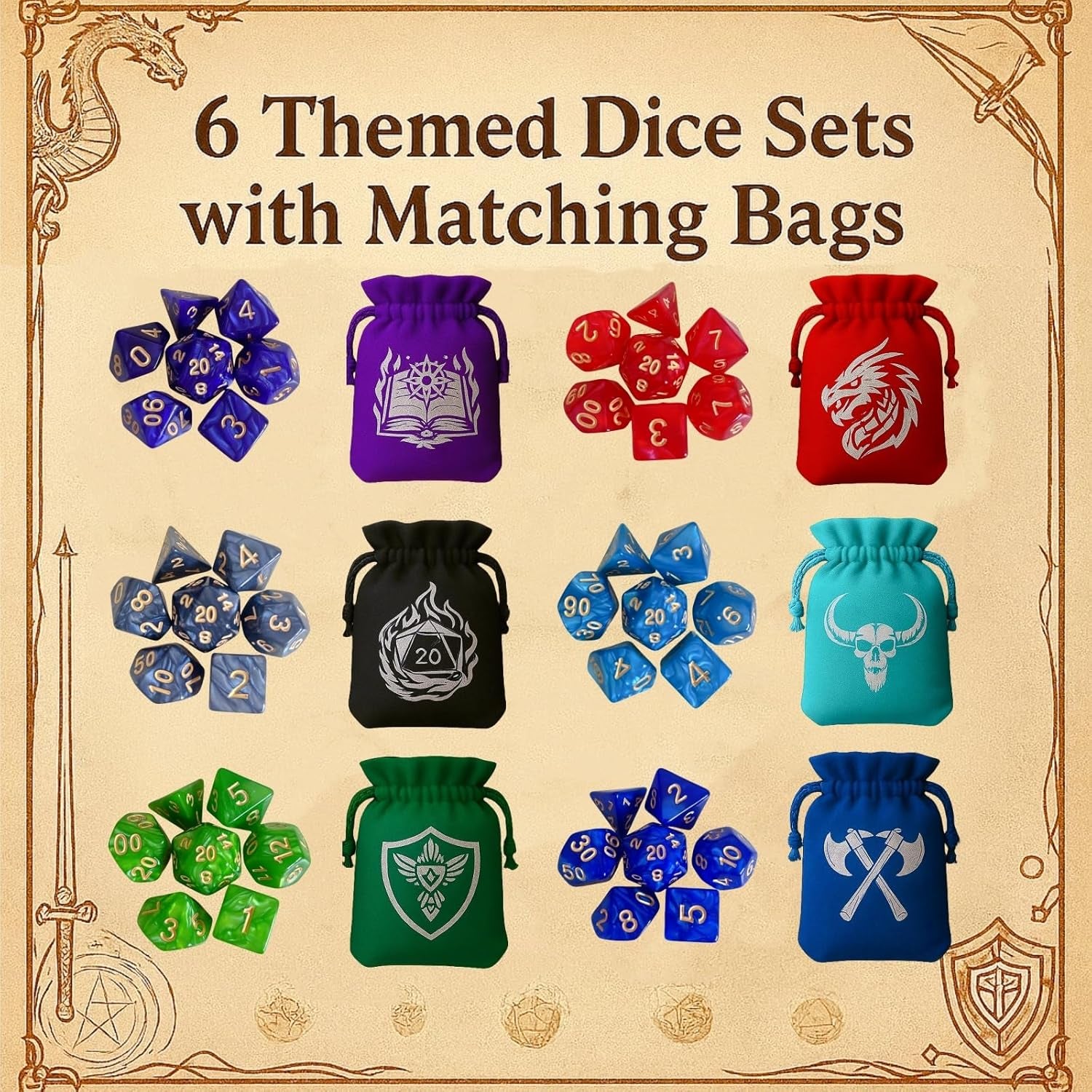 DND Dice Advent Calendar 2025 for Men Boys, 24 Days Countdown Gift with Dice Set, Themed Pencils for Tabletop RPG Game Gift for Teens