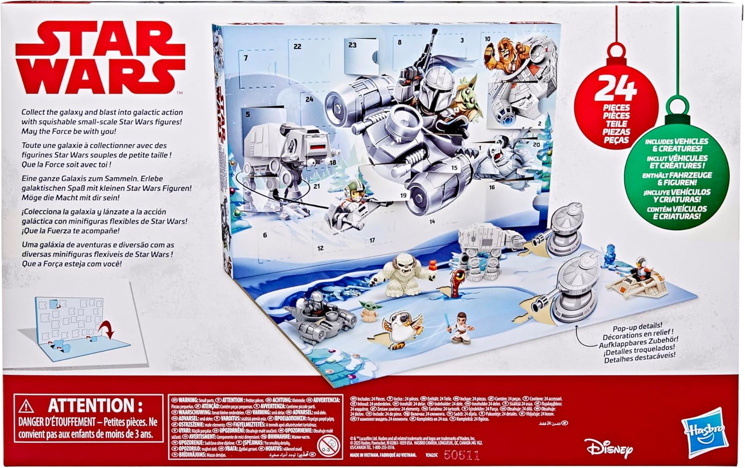 Advent Calendar, 24 Pieces Including Micro Figures & Vehicles, Countdown Calendar, Surprise Toys for Boys & Girls Ages 4+ (Amazon Exclusive)