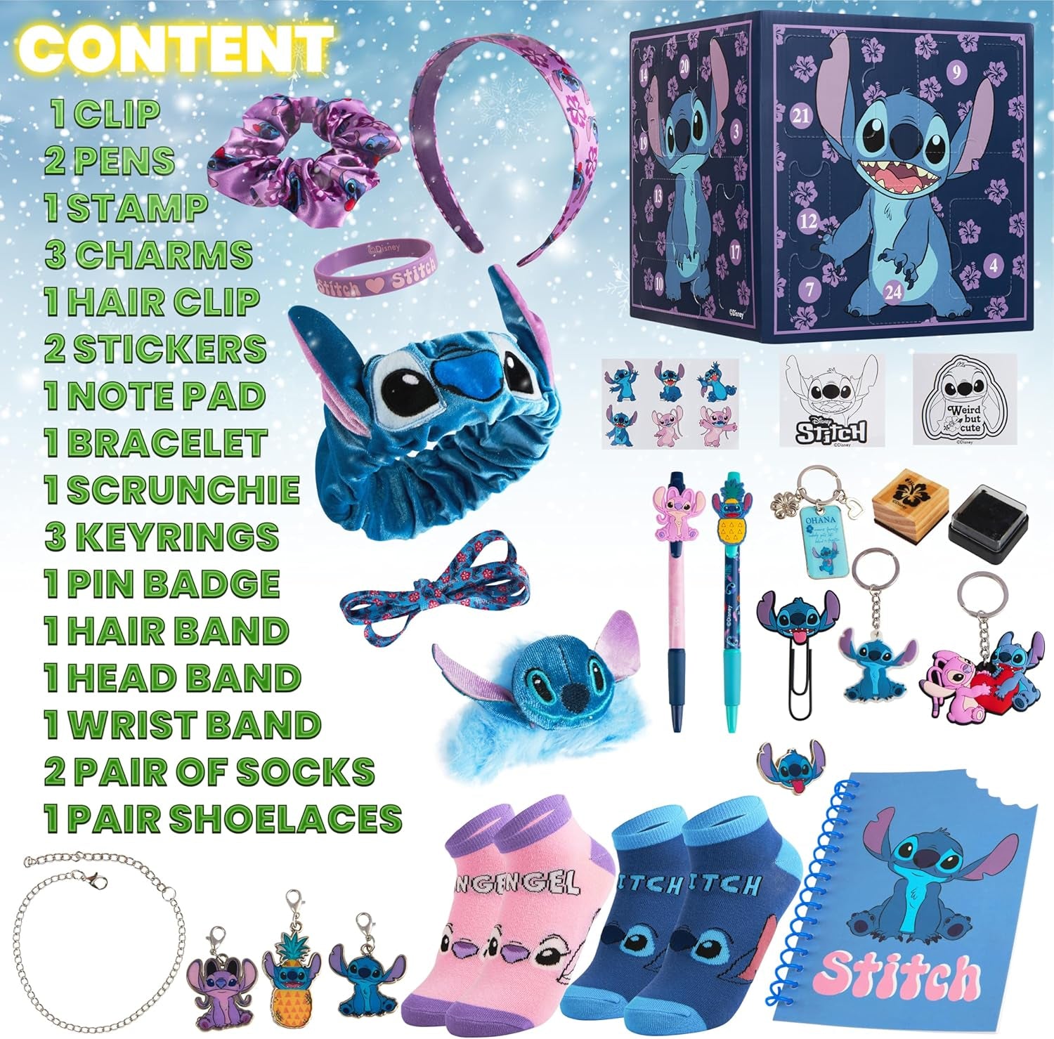 Stitch Advent Calendar 2025 Stationery Sticky Notes Accessories Advent Calendars (Purple Stitch Cube)