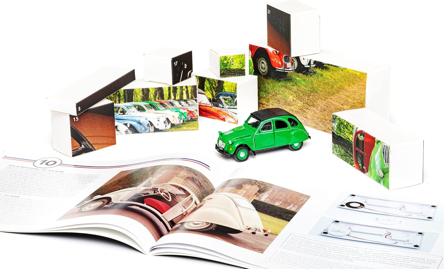 - Calendrier De L'Avent Citroën 2 CV (Canard) En Vert, Kit De Construction De Véhicule À L'Échelle 1:38, Module Sonore Et Livre D'Accompagnement, À Partir De 14 Ans, 55154-2, Coloré