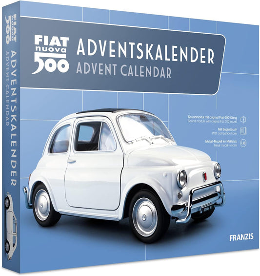67168 - Calendario Dell’Avvento Fiat 500, Kit per Modellino in Metallo, in Scala 1:38, Inclusi Modulo Sound E Libretto Istruzioni Di 52 Pagine
