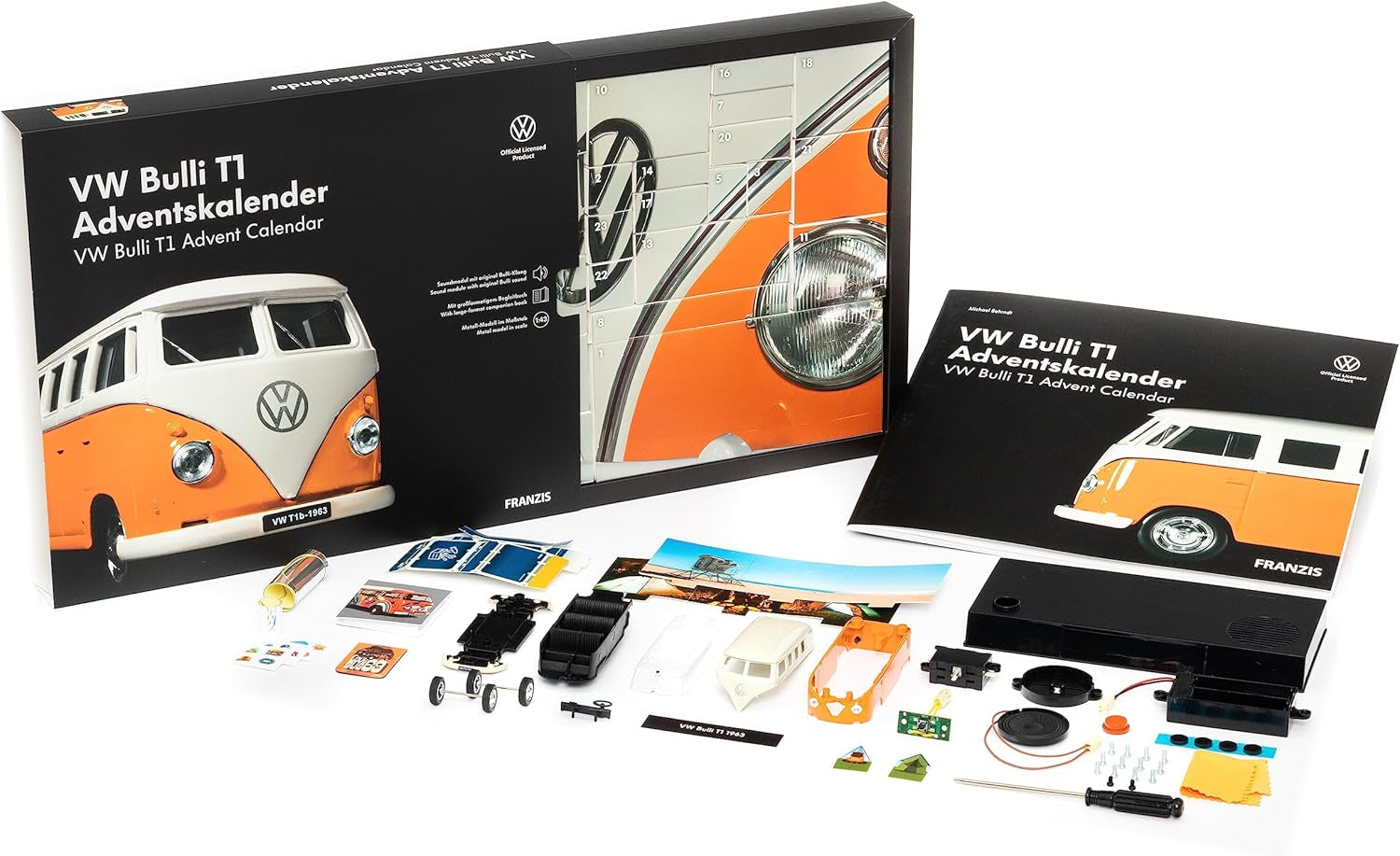- Calendrier De L'Avent VW Bulli T1, Kit De Construction De Véhicule À L'Échelle 1:43, Module Sonore Et Livre D'Accompagnement, À Partir De 14 Ans, 55134-4, Coloré