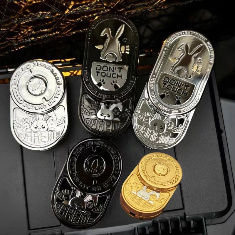 MIX Angry Rabbit Fidget Push Card Decompression Crisp Sound Metal Mechanical Ratchet Push Slider Stress Relief EDC Fingertip Toy