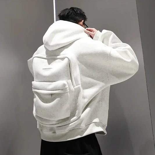 American Style Casual Loose Men'S Hoodie Sweater Backpack Integrated Spring Autumn Design Unique Loose Outerwear