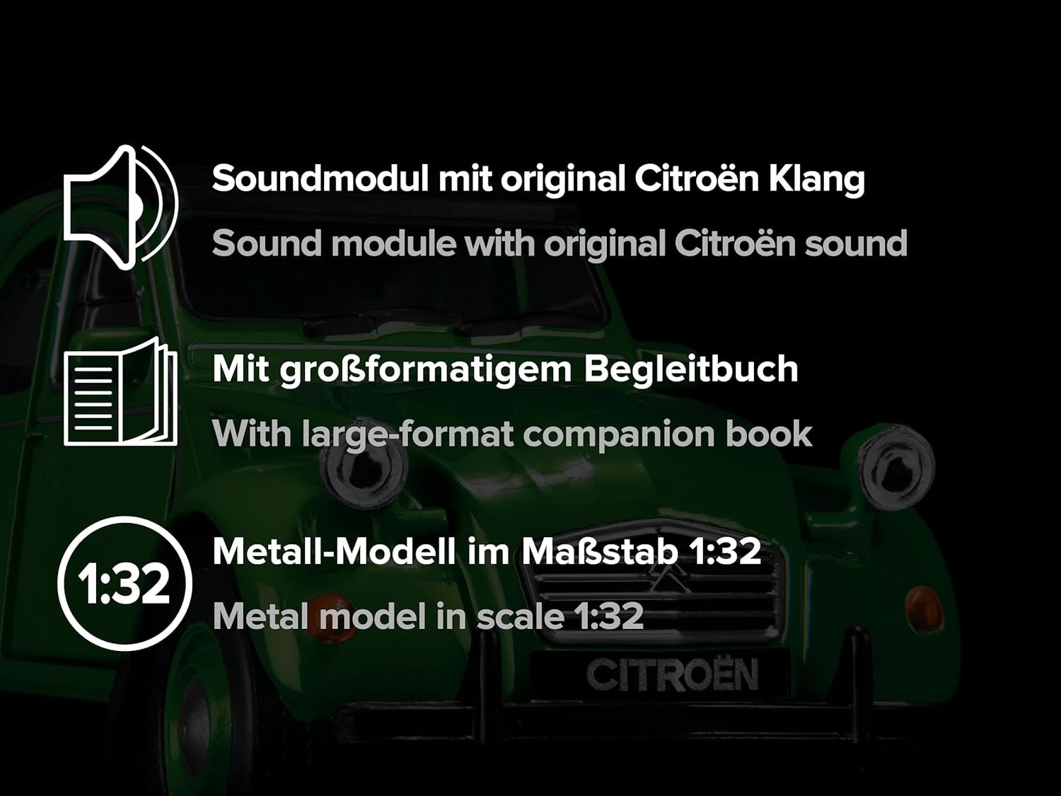 - Calendrier De L'Avent Citroën 2 CV (Canard) En Vert, Kit De Construction De Véhicule À L'Échelle 1:38, Module Sonore Et Livre D'Accompagnement, À Partir De 14 Ans, 55154-2, Coloré
