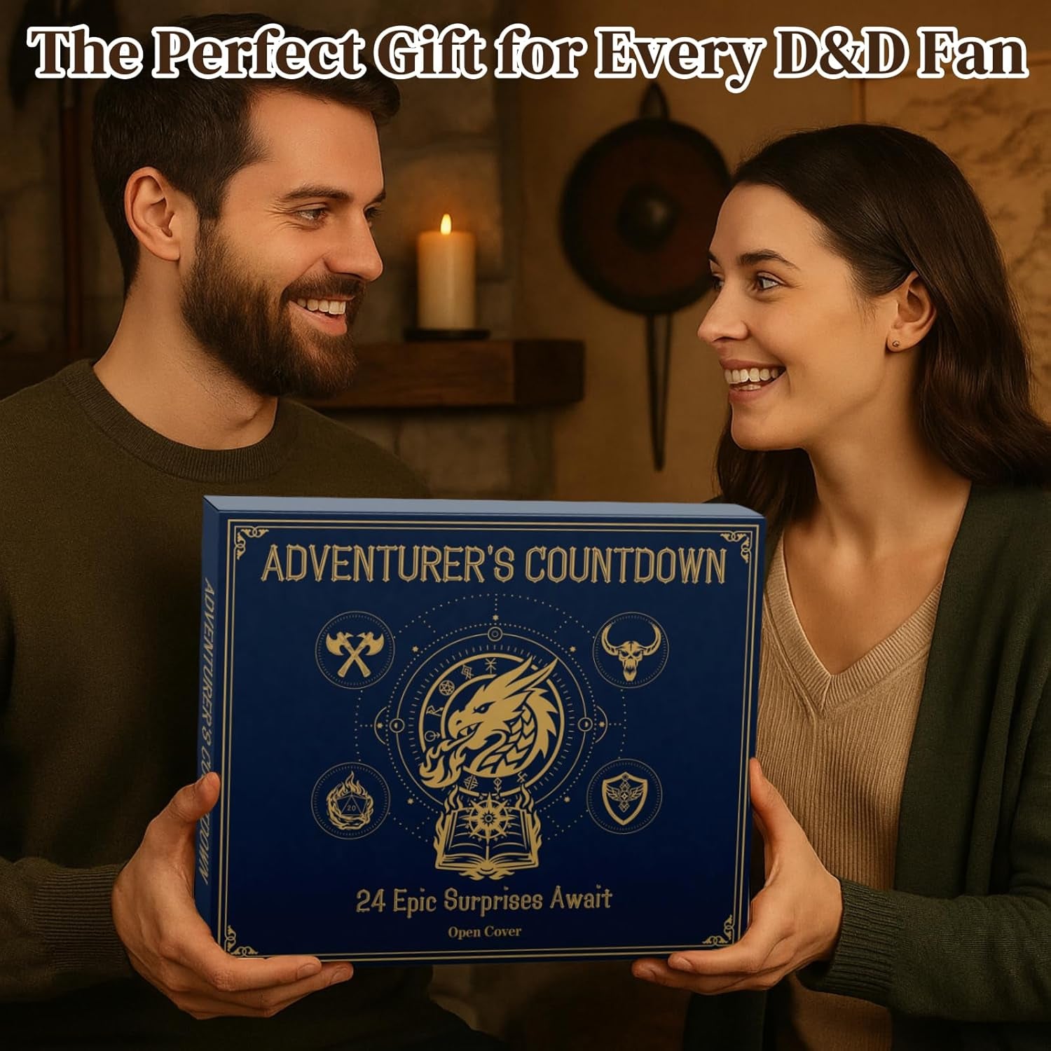 DND Dice Advent Calendar 2025 for Men Boys, 24 Days Countdown Gift with Dice Set, Themed Pencils for Tabletop RPG Game Gift for Teens